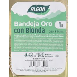 Bandeja Rectangular Oro con Blonda 26x35 cm - Algon (30 Unidades) Bandeja Rectangular Oro con Blonda 26x35 cm - Algon (30 Unidades)