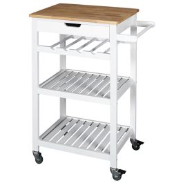 Home Deco Factory Mesa Camarera Con Ruedas Blanca Essentiel - 40x62,5 cm; h.85,5 cm, Cajón, Botellero y Dos Baldas Precio: 75.94999995. SKU: B1BHWPV5N3