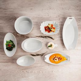 Quid Fuente Gastro Porcelana 28,2x15,5x9 cm (4 Unidades) Blanca Cerámica Brillo Apto Microondas y Lavavajillas