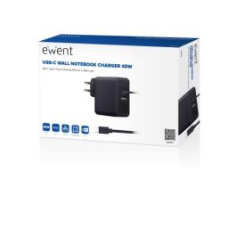 Ewent EW3979 Cargador Pared USB Tipo C 45W PD con Puerto USB-A, Compatible con iPhone 15/14 y Android, Protección Cuádruple