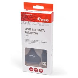 EQUIP Adaptador USB 3.0 a SATA, Negro, 5 Gbit/s, 0.50m sw