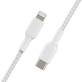 Belkin CAA004BT1MWH - Cable trenzado USB-C a Lightning Boost Charge 1m blanco para carga rápida iPhone/iPad, Certificado MFi