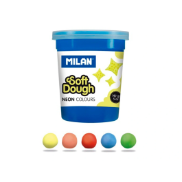 Pasta Modelar Milan Soft Dough Neon Caja De 5 (Botes De 142 Gr.)