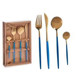 Set Cubiertos Kinvara 8Pcs Oro Azul, Acero Inoxidable, 16x5x24.5 cm (12 Unidades) Precio: 157.49999969. SKU: S3610010