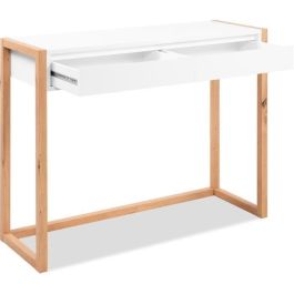 Escritorio consola - DENVER - Roble Artisan / Blanco - 2 cajones - 100 x 35 x 75 cm
