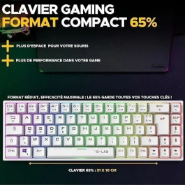 The G-Lab KEYZ TITAN Teclado Mecánico para Juegos con Interruptor Rojo, Azerty, Triple Modo, RGB, Blanco