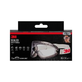 3M Gafas de Seguridad 2890 Lente Incolora Panorámicas, Protección Contra Líquidos e Impactos, Correa Ajustable y Marco Flexible