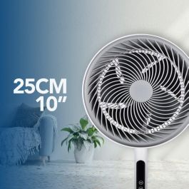 Daewoo Ventilador de Alta Velocidad de 25 cm (10 pulgadas), 80 W con Base Redonda y Mando a Distancia