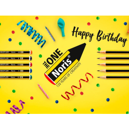 Staedtler Expositor Sobremesa Noris 120 Feliz Aniversario, 152 Unidades Surtidas, 383x382x250 mm