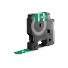 Dymo Rhino Cinta De Etiquetas Industrial Adhesiva Id1-12, Blanco Sobre Verde De 12 mmx5´5M, Vinilo