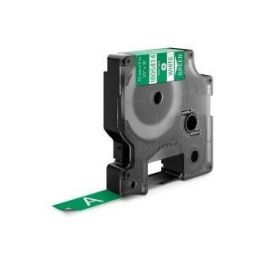 Dymo Rhino Cinta De Etiquetas Industrial Adhesiva Id1-12, Blanco Sobre Verde De 12 mmx5´5M, Vinilo