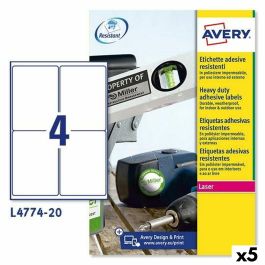 Etiquetas para Impresora Avery L4774 Blanco 20 Hojas 99,1 x 139 mm (5 Unidades) Precio: 158.94999956. SKU: S8426129