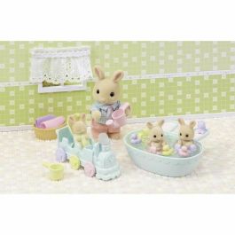 Figuras en miniatura - SYLVANIAN FAMILIES - 5707 - Los trillizos Creme Rabbit y accesorios de baño