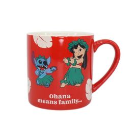 Taza Mug Stitch OHANA MEANS FAMILY Rojo 310 ml