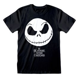 Camiseta de Manga Corta The Nightmare Before Christmas Jack Face Negro Unisex L