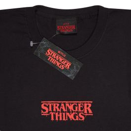 Camiseta de Manga Corta Stranger Things Demogorgon Upside Down Negro Unisex