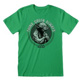 Camiseta de Manga Corta Star Wars Yoda Think Green Verde Unisex