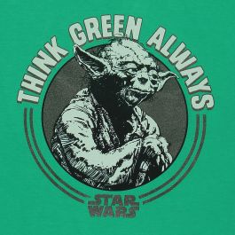 Camiseta de Manga Corta Star Wars Yoda Think Green Verde Unisex