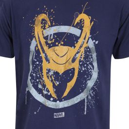 Camiseta de Manga Corta Marvel Splatter Logo Azul Unisex