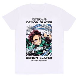 Camiseta de Manga Corta Demon Slayer Whirlpool Blanco Unisex
