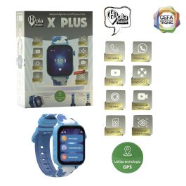 Reloj inteligente holawatch "x plus blue android" azul. conccorreas intercambiables, protector de pantalla y gps. un reloj inteligente que revolucionará la comunicación con tu hijo