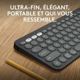 Teclado Bluetooth con Soporte para Tablet Logitech K380 Francés Gris Grafito Gris oscuro AZERTY