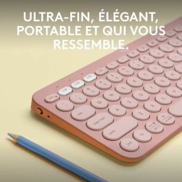 Teclado Bluetooth con Soporte para Tablet Logitech K380 Francés Rosa AZERTY