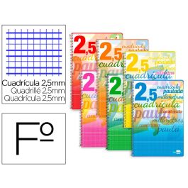 Cuaderno Espiral Liderpapel Folio Pautaguia Tapa Blanda 80H 75 gr Cuadro Pautado 2,5 mm Con Margen Colores Surtidos