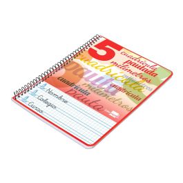 Cuaderno Espiral Liderpapel Cuarto Pautaguia Tapa Blanda 40H 75 gr Cuadro Pautado 5 mm Colores Surtidos