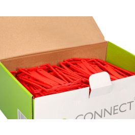 Encuadernador Fastener Q-Connect Plastico D-Clips Color Rojo Caja De 100 Unidades