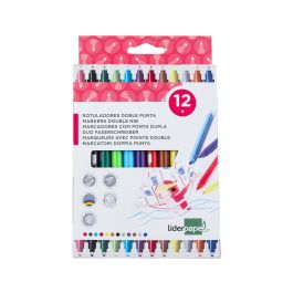 Rotulador Liderpapel Duo Doble Punta Fina Y Gruesa Caja De 12 Unidades Colores Surtidos