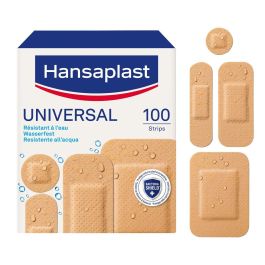 Hansaplast HP UNIVERSAL Apósitos Multitamaño 100 unidades. Protectores y Transpirables. Resistentes al Agua y Suciedad para Uso Diario.