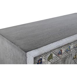 DKD Home Decor Armario Estilo Indio de Mango Hecho a Mano Blanco Gris Multicolor 2 Puertas 2 Estanterías 90x38x150 cm DKD Home Decor Armario Estilo Indio de Mango Hecho a Mano Blanco Gris Multicolor 2 Puertas 2 Estanterías 90x38x150 cm