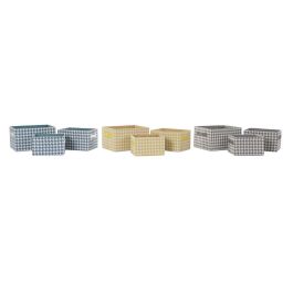 Cesta Basicos DKD Home Decor Gris Amarillo 24 x 18 x 32 cm Set de 3 (3 Unidades)