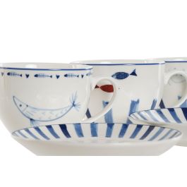Taza Set Plato Atlantico DKD Home Decor Azul Blanco 9 x 7 x 12 cm (6 Unidades) Taza Set Plato Atlantico DKD Home Decor Azul Blanco 9 x 7 x 12 cm (6 Unidades)