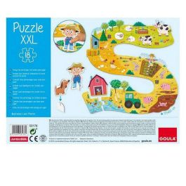 Goula Puzzle XXL de Cartón Granja con 17 Piezas y 2 Figuras de Cartón Adicionales. Juego Educativo para Niños de 2 a 4 Años.