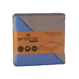 Colcha Cama Reversible 240X260 Gris Oscuro Y Azul Giftdecor (6 Unidades) Colcha Cama Reversible 240X260 Gris Oscuro Y Azul Giftdecor (6 Unidades)
