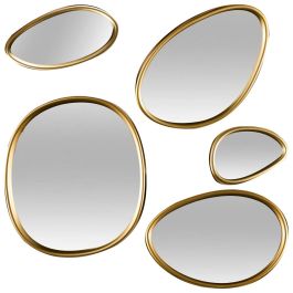 Home Deco Factory - Juego de 5 Espejos Decorativos de Vidrio con Marco Dorado y Forma Orgánica Precio: 27.59000013. SKU: B19PGWPAF4