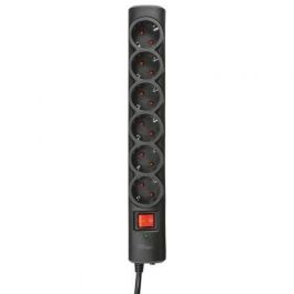 Trust 21059 Regleta de 6 Enchufes con Interruptor General, Protección contra Sobretensiones, Seguridad Infantil y Cable 1.8m Negra