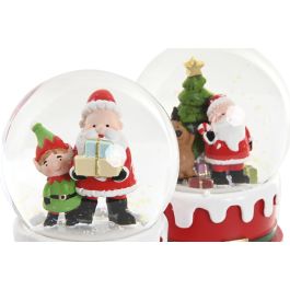 DKD Home Decor Bola Musical Navidad Tradicional Multicolor, Resina y Cristal, Pack de 4 Unidades Surtidas 10x10x13 cm
