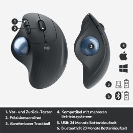 Logitech M575 ERGO Wireless Trackball - Ratón Ergonómico Inalámbrico Graphite