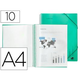 Carpeta Liderpapel Escaparate Con Espiral 10 Fundas Polipropileno Din A4 Verde