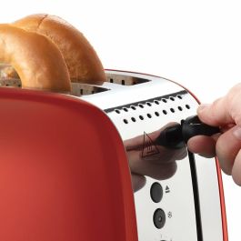 Russell Hobbs 26554-56 Tostador Colours Plus Rojo con Tueste Rápido, Función Levantar y Ver y Calientapanecillos