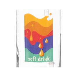 Vivalto Vaso con Tapa y Pajita de Cristal Soft Drink, 600 ml, Transparente, Vidrio y Plástico PP/PS, 7.6x17x7.6 cm (24 cm con pajita) (Set de 24)