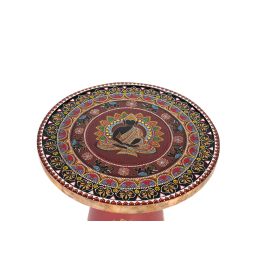 Giner y Colomer Mesa Auxiliar de Madera de Mango Pintada a Mano Tapa Redonda