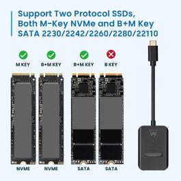 EWENT EW7066 Docking SSD M.2 NVMe/SATA USB 3.2 Gen 1 Type-C Negro ABS 10Gbit/s