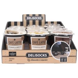 Home Deco Factory Calcetines de Vaso Café, Modelos Surtidos (Mocha, Cappuccino, Latte) Tallas 36-45