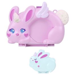 Mattel Jft88 Estuche 2 en 1 Cofre-Bolso Polly Pocket Diversión con Conejitos, Muñecas y 12 Accesorios de Fantasía