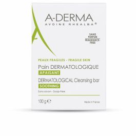 A-Derma DERMOPAN Pastilla Limpiadora Corporal Suave Sin Jabón, Piel Sensible, Frágil y Reactiva con Avena Rhealba® 100 g