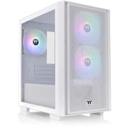 Thermaltake Versa H16 TG ARGB - Micro Torre PC Blanca con 2 Ventiladores 120mm Frontales y 1 Trasero, Soporte para Discos 2.5"/3.5"